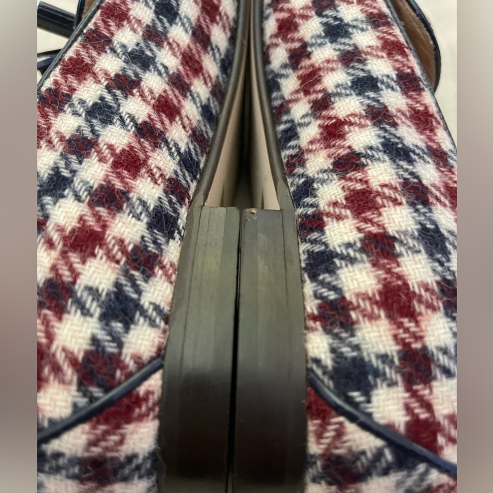 J. CREW Charlie Tassel Loafers Burgandy, White & Navy Blue Tweed Houndstooth 🎉 - Picture 7 of 15